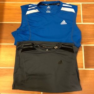 2 Adidas Sleeveless Workout Climalite Shirts